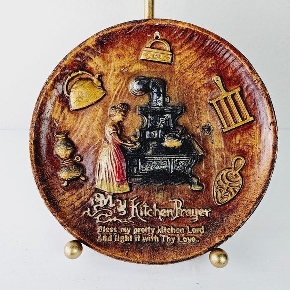 Vintage My Kitchen Prayer Plate Art Placard - Picture 1 of 5